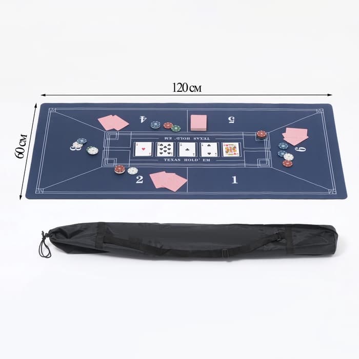 Сукно для покера, прорезиненное, 120×60 см, толщина 3 мм, синее