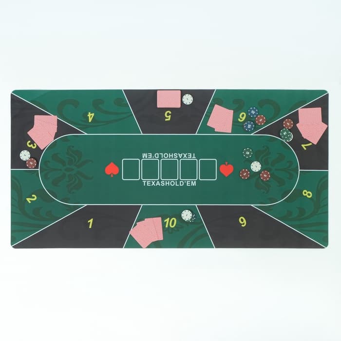 Сукно для покера, прорезиненное, 120×60 см, толщина 3 мм, зелёное