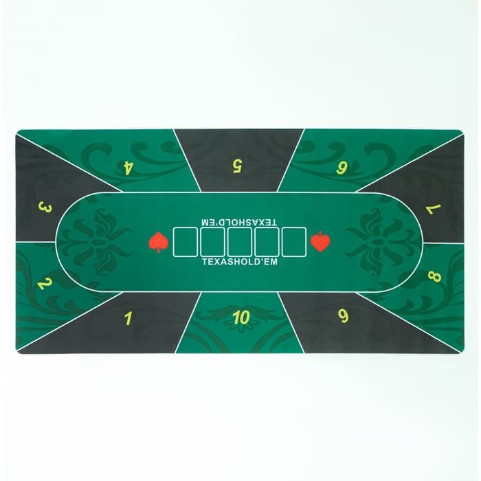 Сукно для покера, прорезиненное, 120×60 см, толщина 3 мм, зелёное