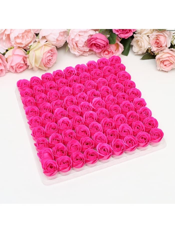 Розы мыльные фуксия, набор 81 шт. в коробке
