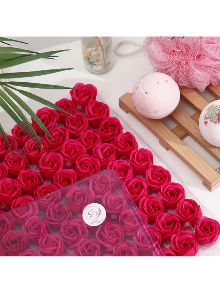Розы мыльные фуксия, набор 81 шт. в коробке
