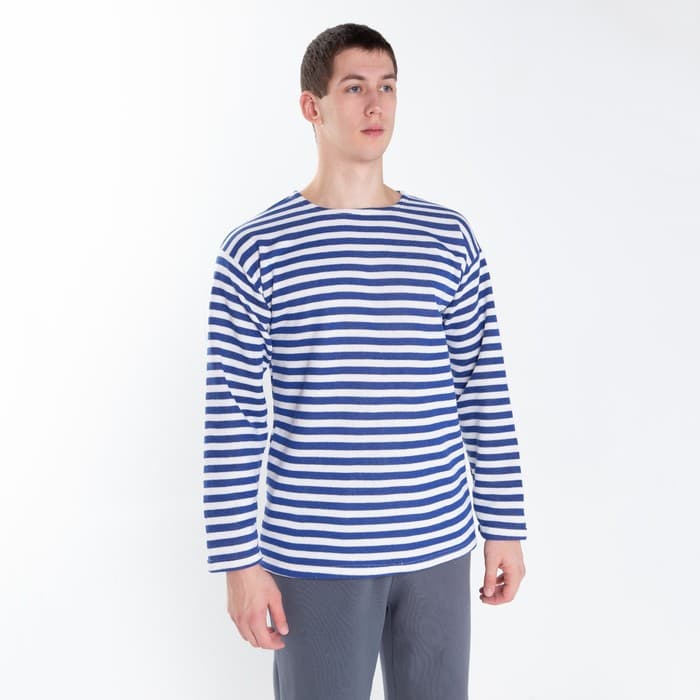 Тельняшка мужская с начесом, цвет синий, размер 52-54