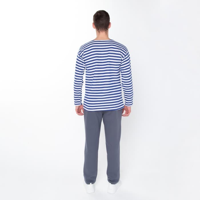 Тельняшка мужская с начесом, цвет синий, размер 52-54