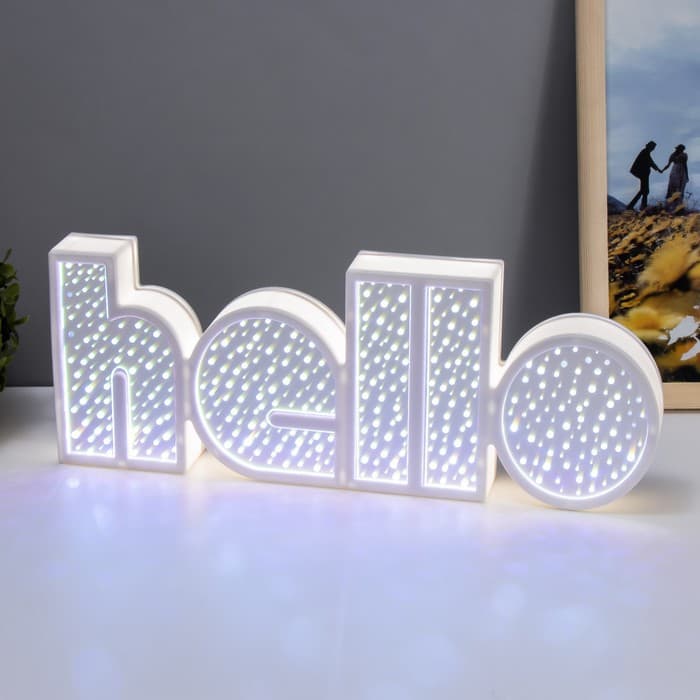 Фигурка светящаяся RISALUX «Хеллоу», LED-ночник, USB, от батареек 3×АА, белый, 36×13×4 см