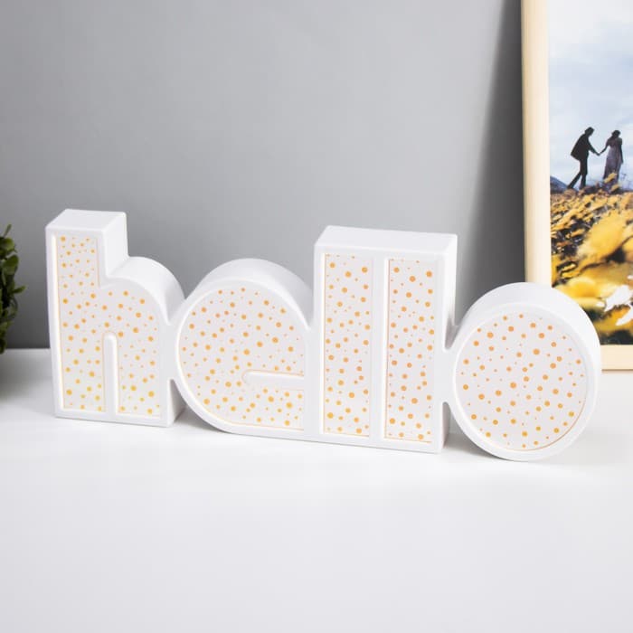 Фигурка светящаяся RISALUX «Хеллоу», LED-ночник, USB, от батареек 3×АА, белый, 36×13×4 см