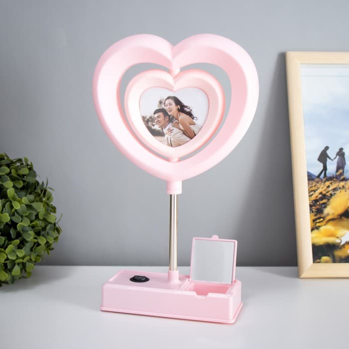 Ночник RISALUX «Сердце» с фоторамкой, светодиодный, USB, АКБ, МИКС, 7×15.5×30 см