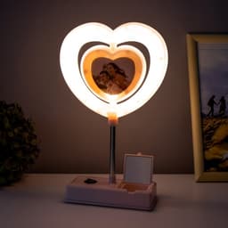Ночник RISALUX «Сердце» с фоторамкой, светодиодный, USB, АКБ, МИКС, 7×15.5×30 см