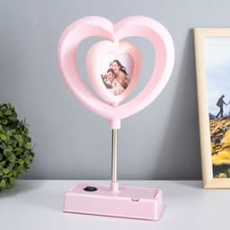 Ночник RISALUX «Сердце» с фоторамкой, светодиодный, USB, АКБ, МИКС, 7×15.5×30 см