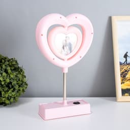 Ночник RISALUX «Сердце» с фоторамкой, светодиодный, USB, АКБ, МИКС, 7×15.5×30 см