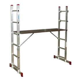 Подмости лестничные KRAUSE CORDA, алюминиевые, рабочая высота 2.95-3.75 м, 2×6 ступеней