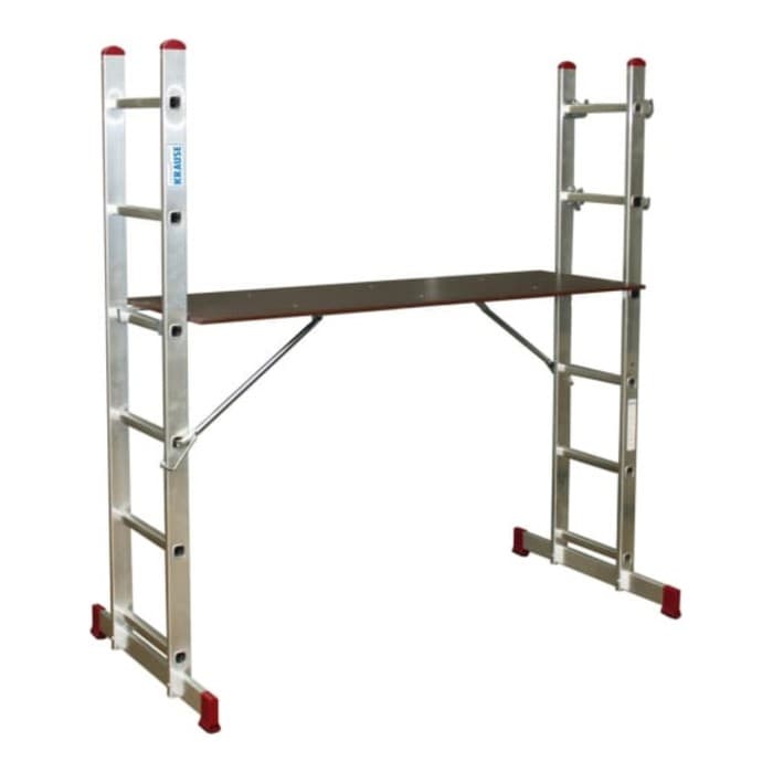 Подмости лестничные KRAUSE CORDA, алюминиевые, рабочая высота 2.95-3.75 м, 2×6 ступеней