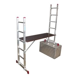 Подмости лестничные KRAUSE CORDA, алюминиевые, рабочая высота 2.95-3.75 м, 2×6 ступеней