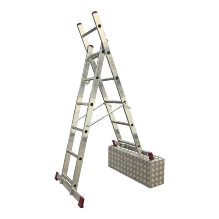 Подмости лестничные KRAUSE CORDA, алюминиевые, рабочая высота 2.95-3.75 м, 2×6 ступеней