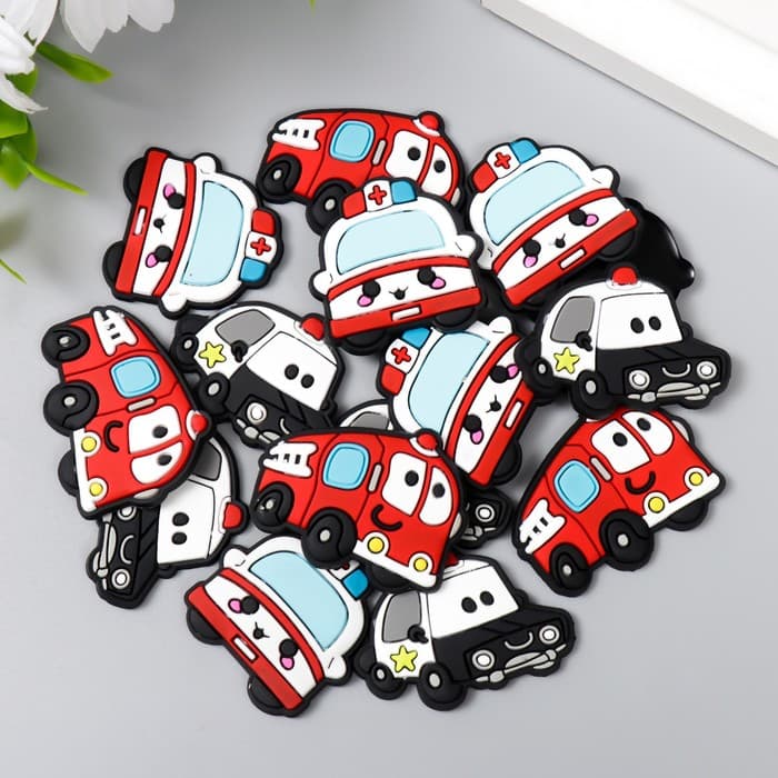 Декоративные элементы для творчества «Арт Узор. Спецслужбы. Транспорт», набор 15 шт., резина, 2.8×3.5 см, МИКС