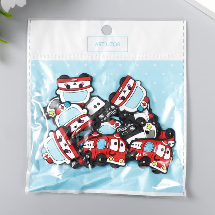 Декоративные элементы для творчества «Арт Узор. Спецслужбы. Транспорт», набор 15 шт., резина, 2.8×3.5 см, МИКС