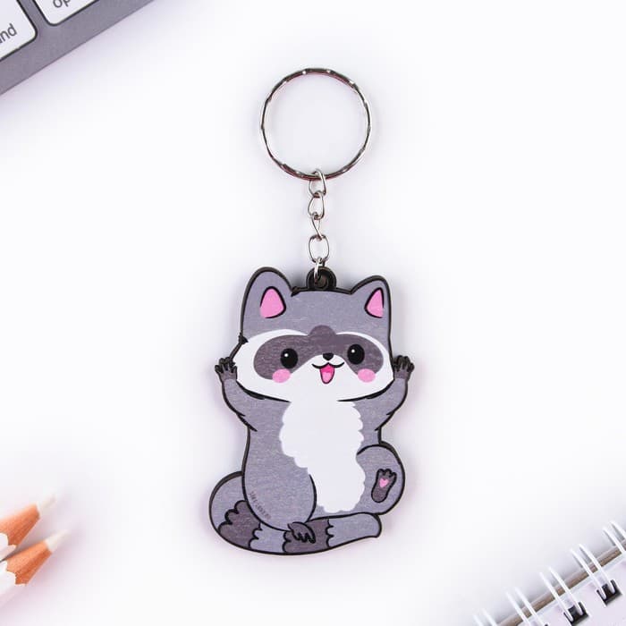 Брелок для ключей деревянный «Енот», 4.4×6.4 см