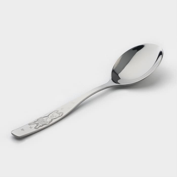 Ложка детская столовая «Антошка», длина 16 см, толщина 2 мм, цвет серебряный