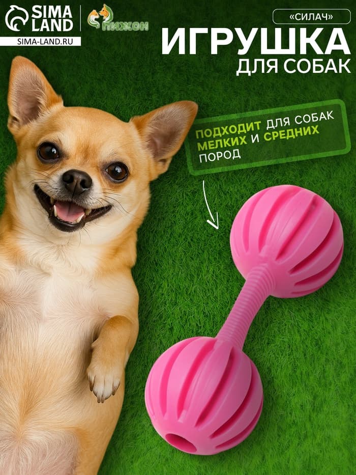 Жевательная игрушка для собак «Силач», 15 см, TPR, розовая