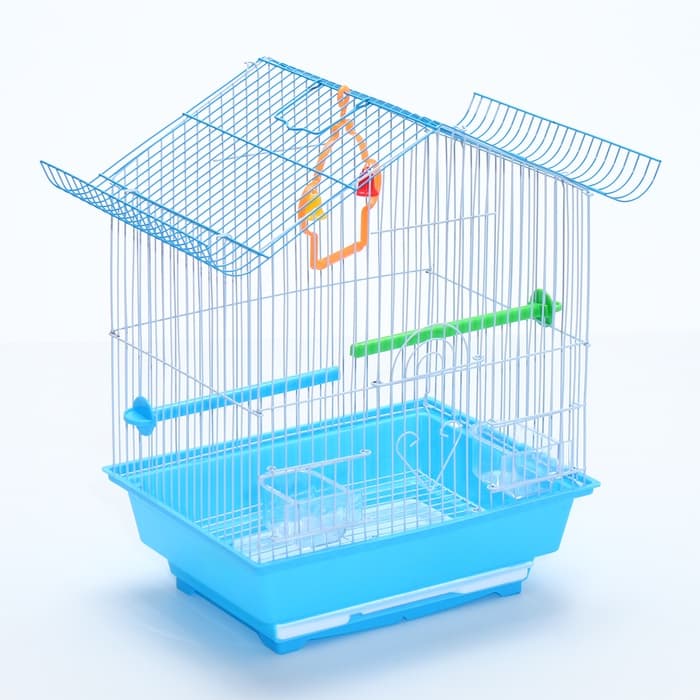 Клетка для птиц Bd-1/1d, 30×23×39 с, укомплектованная, фасовка 12 шт., голубая