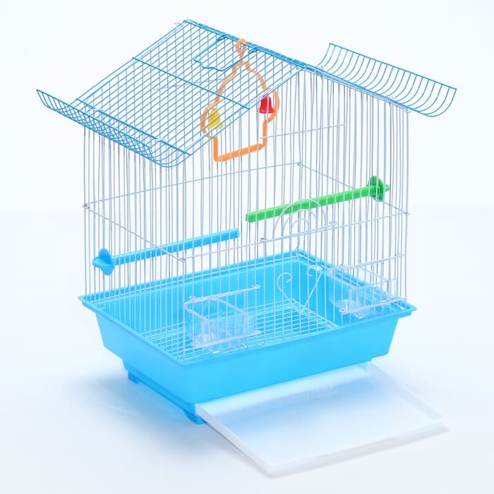 Клетка для птиц Bd-1/1d, 30×23×39 с, укомплектованная, фасовка 12 шт., голубая