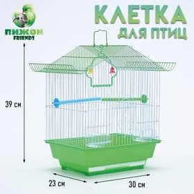 Клетка для птиц Bd-1/1d, 30×23×39 см, укомплектованная, фасовка 12 шт., зелёная
