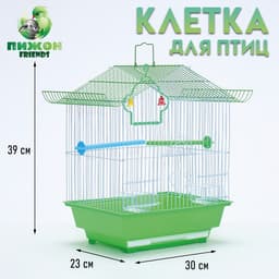 Клетка для птиц Bd-1/1d, 30×23×39 см, укомплектованная, фасовка 12 шт., зелёная