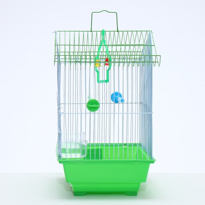 Клетка для птиц Bd-1/1d, 30×23×39 см, укомплектованная, фасовка 12 шт., зелёная