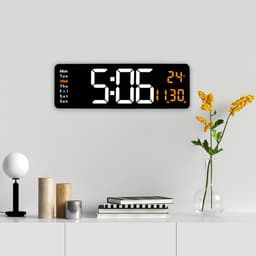 Часы настенные электронные, настольные, календарь, будильник, термометр, 39×13 см, белая индикация