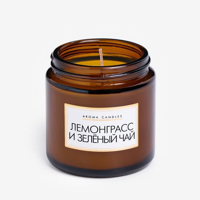 Ароматическая свеча в банке «Лемонграсс и зеленый чай», 6.2×6.2×6.5 см, 9 часов