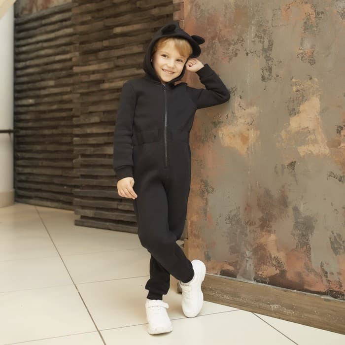 Комбинезон детский с начёсом KAFTAN Basic line, размер 26 (80-86 см), чёрный