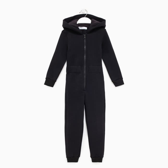 Комбинезон детский с начёсом KAFTAN Basic line, размер 26 (80-86 см), чёрный
