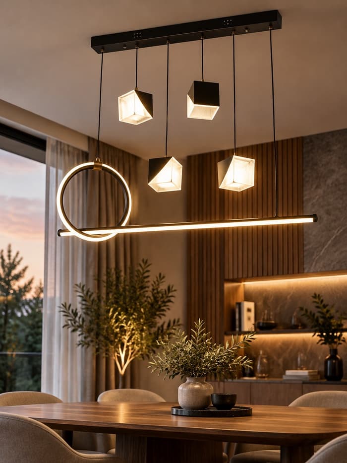 Люстра светодиодная BayerLux 2676/6, 126 Вт, 3 режима, чёрная, 76×27 см