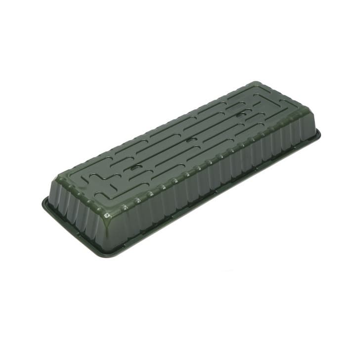 Мини - парник для рассады, 58×21×12 см, без вставок, тёмно-зелёный, пластик, Greengo