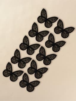 Аппликация для одежды «Бабочка», текстильная, 3.5×4 см, 10 шт., чёрная