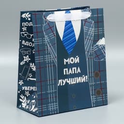 Пакет подарочный ламинированный, упаковка, «Мой папа лучший», ML 27×23×11.5 см