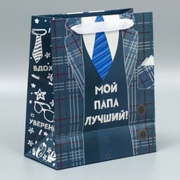 Пакет подарочный ламинированный, упаковка, «Мой папа лучший», ML 27×23×11.5 см