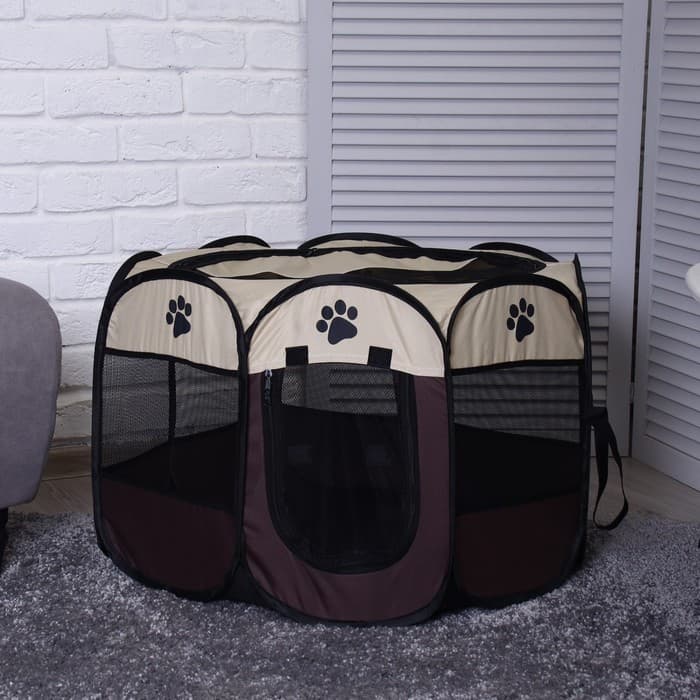 Вольер для животных, тентовый, 68×45 см, 8 стенок, текстиль, пластик, коричневый