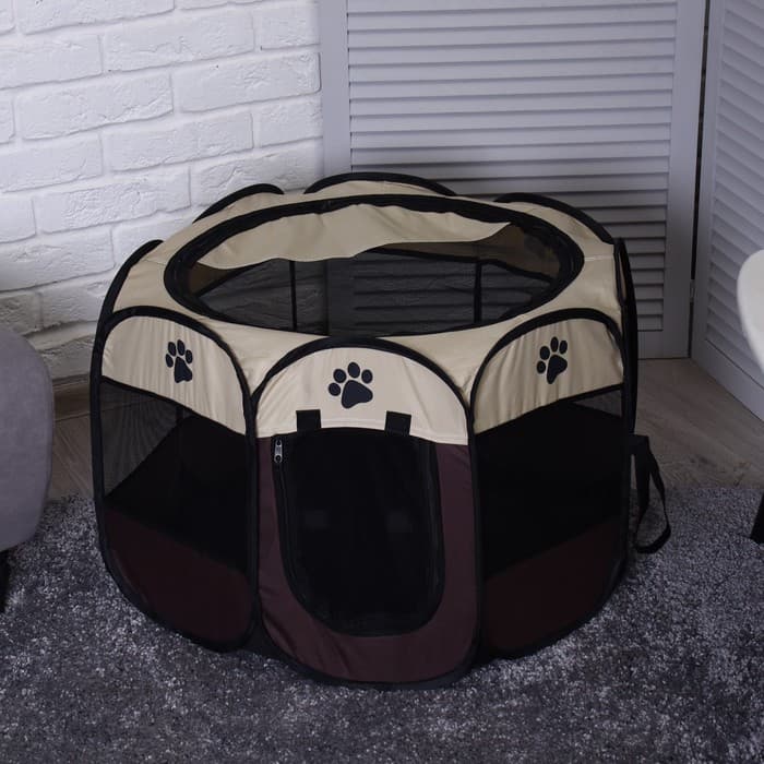 Вольер для животных, тентовый, 68×45 см, 8 стенок, текстиль, пластик, коричневый