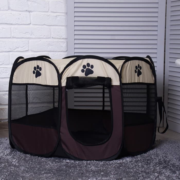 Вольер для животных, тентовый, 68×45 см, 8 стенок, текстиль, пластик, коричневый