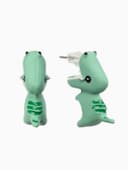 Серьги из полимерной глины «Динозавр», зелёные