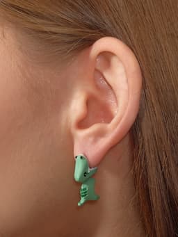 Серьги из полимерной глины «Динозавр», зелёные