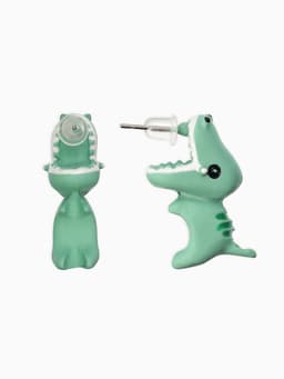 Серьги из полимерной глины «Динозавр», зелёные