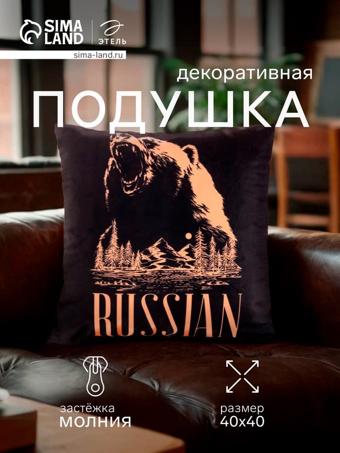Подушка декоративная «Этель» Russian, 40×40 см, велюр