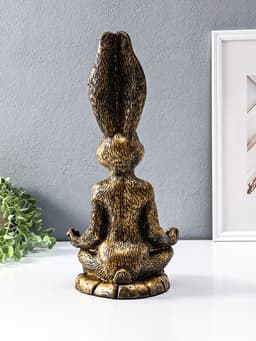 Фигура - подставка для мелочей полистоун «Заяц с лотосом», 20×16×43 см, под золото
