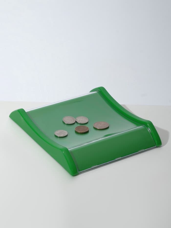 Монетница двухкомпонентная, с местом для рекламной вставки, 19.3×16.3×2.5 см, зелёная
