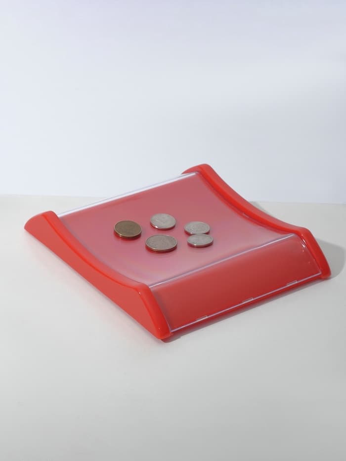 Монетница двухкомпонентная, с местом для рекламной вставки, 19.3×16.3×2.5 см, красная