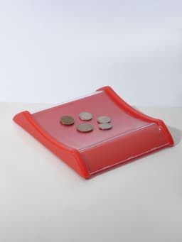 Монетница двухкомпонентная, с местом для рекламной вставки, 19.3×16.3×2.5 см, красная