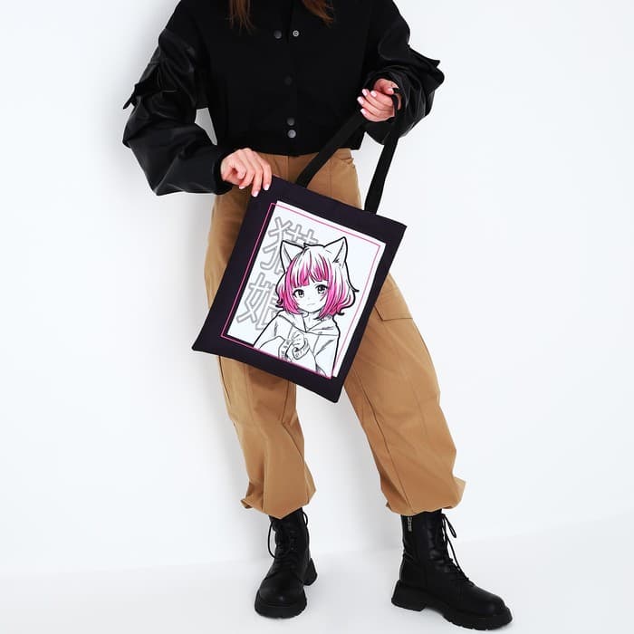 Шопер детский для девочки без застёжки, чёрный