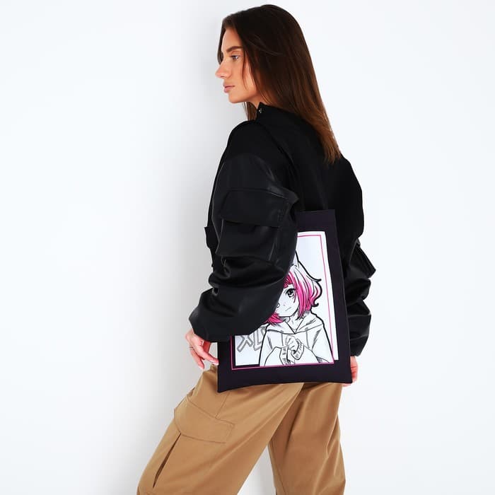 Шопер детский для девочки без застёжки, чёрный