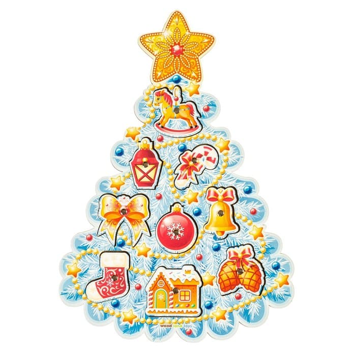 Магнитная рыбалка WoodLand Toys «Ёлочка», 9 фигур, 1 удочка